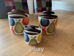 3 x Rare Orla Kiely Pear Tea/Coffee/Sugar Jars CHECK OUT MY OTHERS