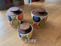 3 x Rare Orla Kiely Pear Tea/Coffee/Sugar Jars CHECK OUT MY OTHERS