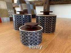 3 x Rare Orla Kiely Persimmon Blue Stem Tea/Coffee/Sugar Jars SEE MY OTHERS