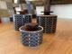 3 X Rare Orla Kiely Persimmon Blue Stem Tea/coffee/sugar Jars See My Others