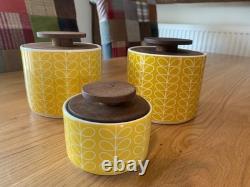 3 x Rare Orla Kiely Yellow stemTea/Coffee/Sugar Jars CHECK OUT MY OTHERS