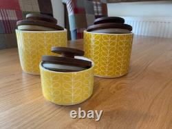 3 x Rare Orla Kiely Yellow stemTea/Coffee/Sugar Jars CHECK OUT MY OTHERS