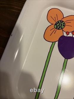 3pc Ohio Art Co. MOD Snail Flower Metal Tray Set Vintage MCM RETRO kitchen Decor