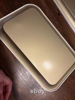 3pc Ohio Art Co. MOD Snail Flower Metal Tray Set Vintage MCM RETRO kitchen Decor
