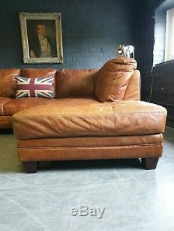 4013. Chesterfield Vintage tan 3 Seater Leather Club Corner suite Courier Av