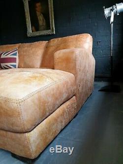4023. Chesterfield Vintage Light tan 4 Seater Leather Club Corner suite courier