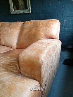 4023. Chesterfield Vintage Light tan 4 Seater Leather Club Corner suite courier