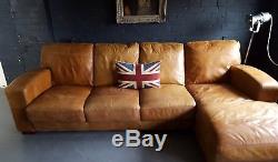 405. Chesterfield vintage 4 seater leather tan Club brown Corner suite courier av