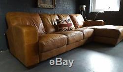 405. Chesterfield vintage 4 seater leather tan Club brown Corner suite courier av