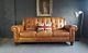 420 Chesterfield Leather Vintage & Distressed 3 Seater Sofa Tan Brown Courier Av