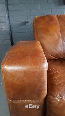 421 Chesterfield Leather vintage & distressed 3 Seater Corner Sofa tan Courier