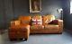 422. Chesterfield Leather Vintage & Distressed 3 Seater Sofa Tan Brown Courier Av