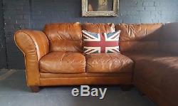 424 Chesterfield vintage 3 seater leather tan Club brown Corner suite courier av
