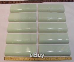 42 pcs. Vintage Apple Green Ceramic Mudd Bullnose Tiles by Robertson Co. NOS