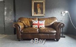 439 Laura Ashley Vintage 2 seater Leather Sofa Club Chesterfield Courier av
