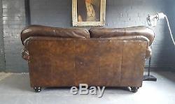 439 Laura Ashley Vintage 2 seater Leather Sofa Club Chesterfield Courier av