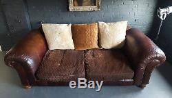 440. Large Chesterfield Vintage Tetrad 3 Seater leather Sofa rrp £2150