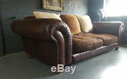 440. Large Chesterfield Vintage Tetrad 3 Seater leather Sofa rrp £2150