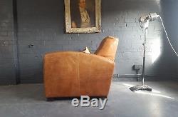 441 Vintage Tan Chesterfield High back Club leather armchair Courier av