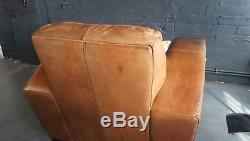 441 Vintage Tan Chesterfield High back Club leather armchair Courier av