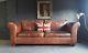 444 Laura Ashley Vintage 2 Seater Leather Club Brown Chesterfield Courier Av