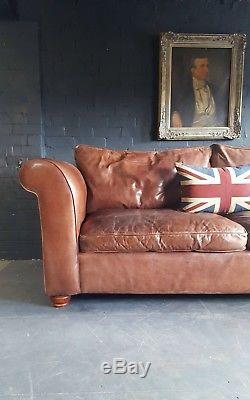 444 Laura Ashley Vintage 2 seater Leather Club brown Chesterfield Courier av