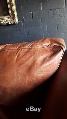 444 Laura Ashley Vintage 2 seater Leather Club brown Chesterfield Courier av