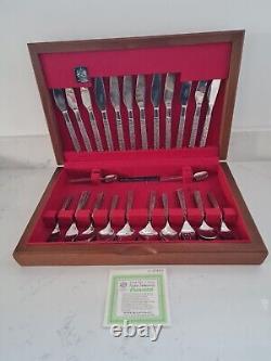 44 X Vintage Retro Arthur Price Cascade Cutlery Wooden Box Mcm