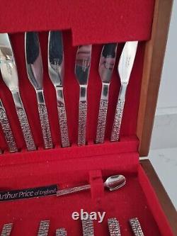 44 X Vintage Retro Arthur Price Cascade Cutlery Wooden Box Mcm