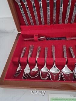 44 X Vintage Retro Arthur Price Cascade Cutlery Wooden Box Mcm