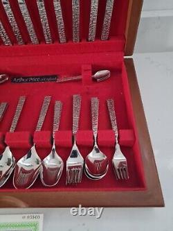 44 X Vintage Retro Arthur Price Cascade Cutlery Wooden Box Mcm