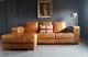 451. Chesterfield Vintage Tan 3 Seater Leather Club Brown Corner Suite Courier