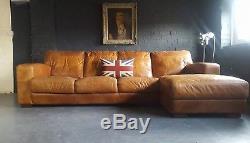 456 Chesterfield vintage 4 seater leather tan Club brown Corner suite courier av
