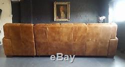 456 Chesterfield vintage 4 seater leather tan Club brown Corner suite courier av
