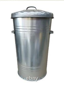 45l Galvanised Metal Bin, Waste Bin, Retro Vintage Dustbin Horse Pet Feed Trash