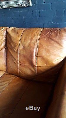 467. Chesterfield vintage 3 seater leather tan Club brown Corner suite courier av