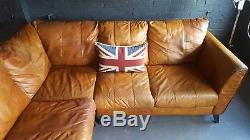467. Chesterfield vintage 3 seater leather tan Club brown Corner suite courier av