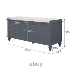 4FT Upholstered Wood Storage Ottoman Chest Seat Bench Blanket Bedding Trunk Box