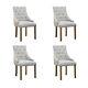4pcs Accent Lounge Dining Chair Fabric Upholstered Curved Button Tufted Beige Uk