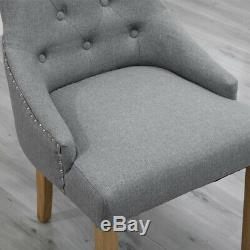 4Pcs Fabric Upholstered Curved Button Tufted Accent Lounge Dining Chair Grey UK