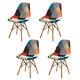 4pcs Patchwork Dining Chairs Padded Lounge Office Chair Wooden Leg Reception
