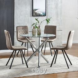 4Pcs Velvet Dining Chairs Metal Leg Padded Dining Room Kitchen Office/Commercial