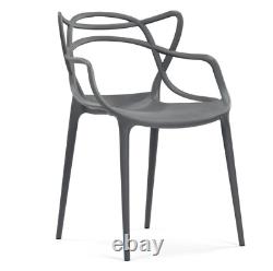 4X Master Style Bar Cafe Patio Garden Kitchen Restaurant Dining Chairs DARK GREY