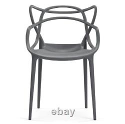 4X Master Style Bar Cafe Patio Garden Kitchen Restaurant Dining Chairs DARK GREY
