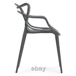 4X Master Style Bar Cafe Patio Garden Kitchen Restaurant Dining Chairs DARK GREY