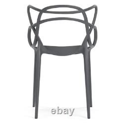 4X Master Style Bar Cafe Patio Garden Kitchen Restaurant Dining Chairs DARK GREY