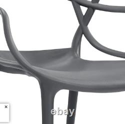 4X Master Style Bar Cafe Patio Garden Kitchen Restaurant Dining Chairs DARK GREY