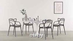 4X Master Style Bar Cafe Patio Garden Kitchen Restaurant Dining Chairs DARK GREY
