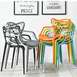 4X Master Style Bar Cafe Patio Garden Kitchen Restaurant Dining Chairs DARK GREY