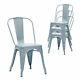 4x Tolix Style Metal Dining Chairs Grey Industrial Kitchen Cafe Stackable Seat